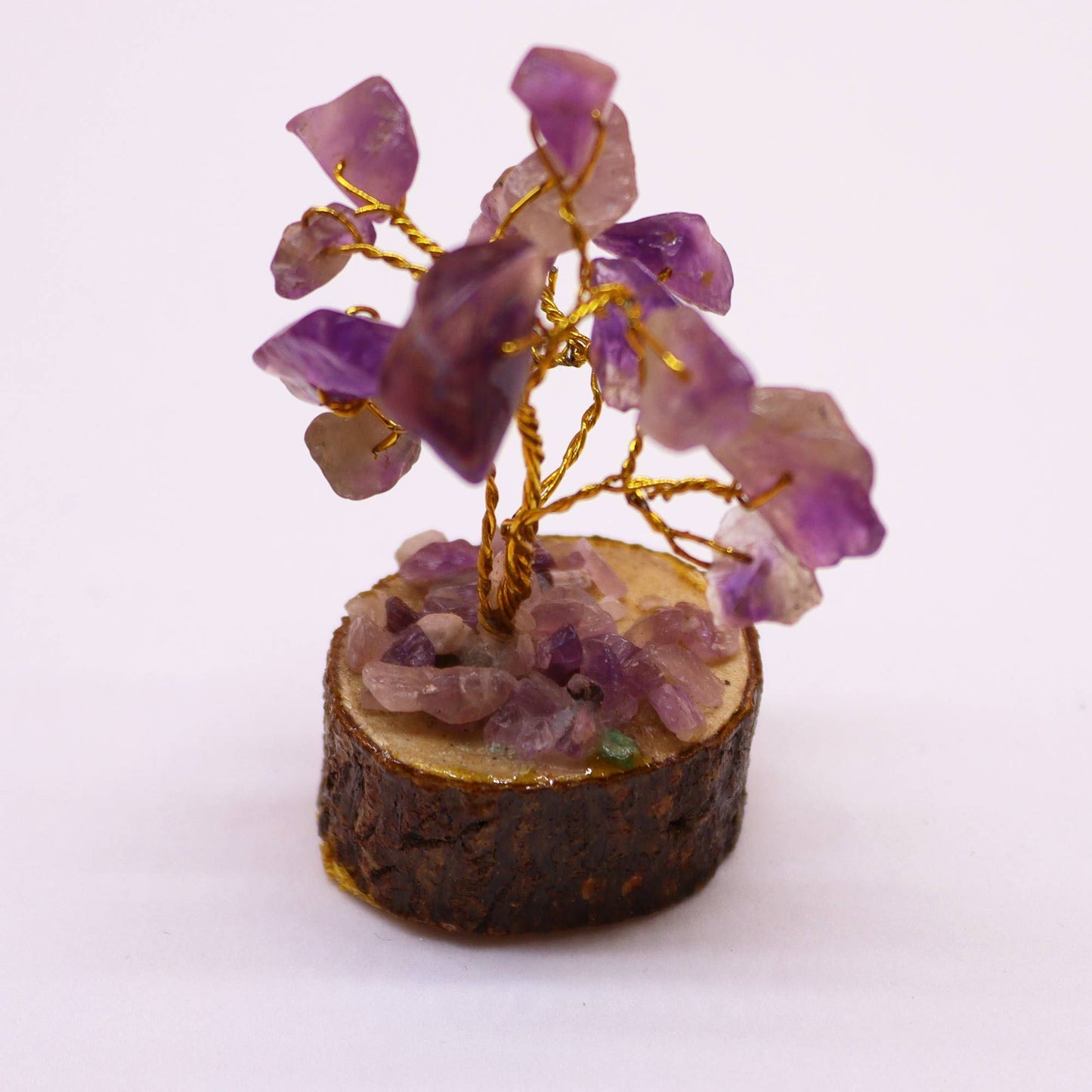 Mini árbol de Amatista sobre base de madera - 15 Gemas Naturales