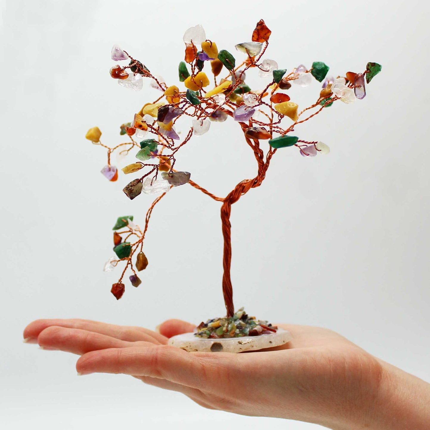 Árbol de Múltiples Gemas sobre base de Ágata - 100 Gemas Naturales