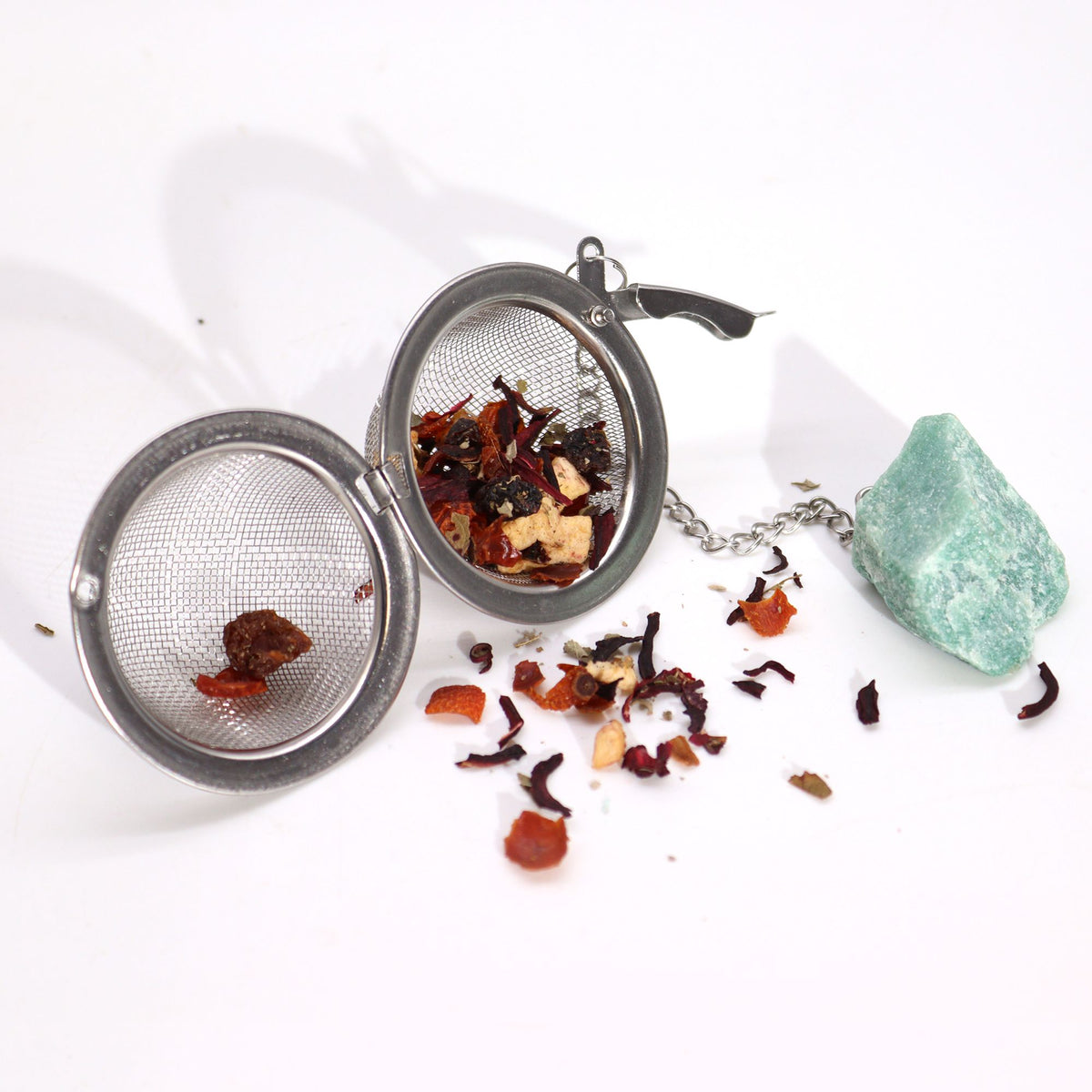 Infusor de Té con Amatista Natural en Bruto - Acero Inoxidable