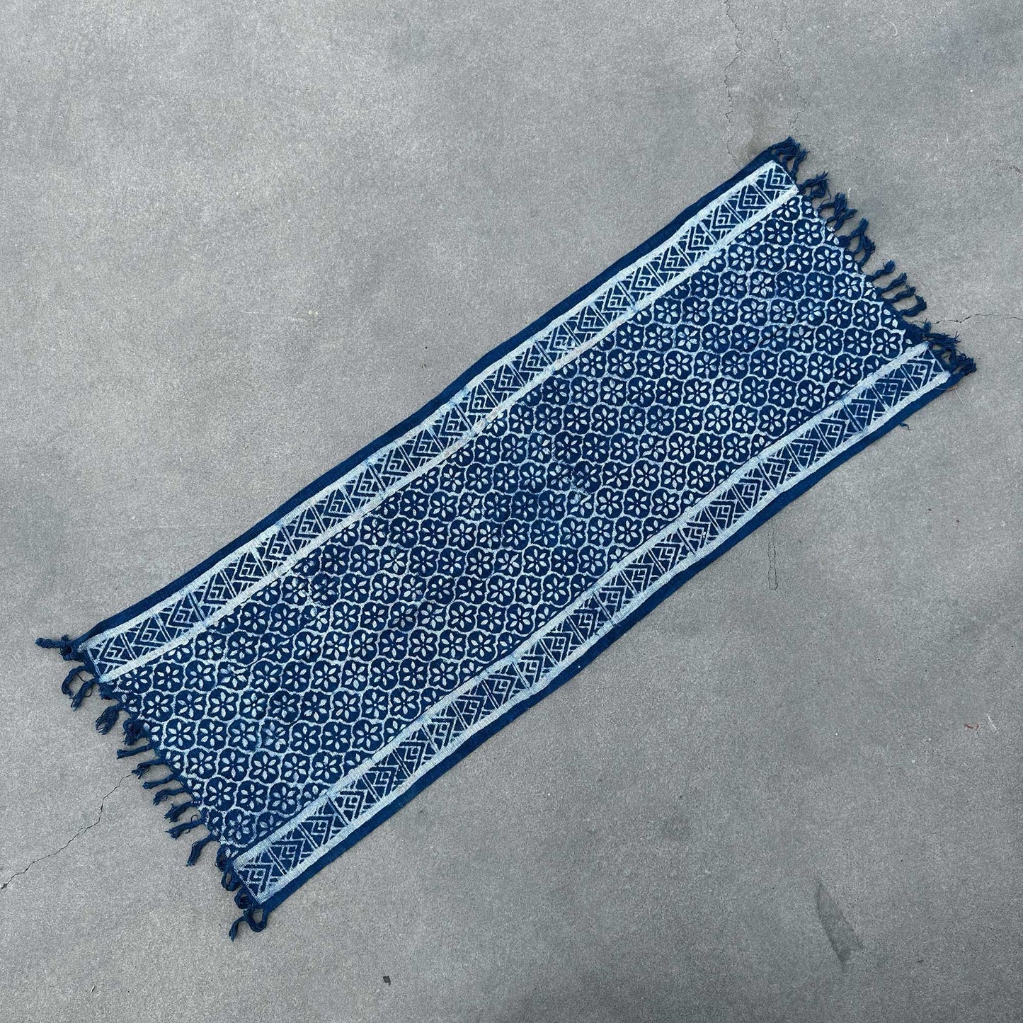 Camino de Mesa índigo de Algodón Hecho a Mano - 170x60cm