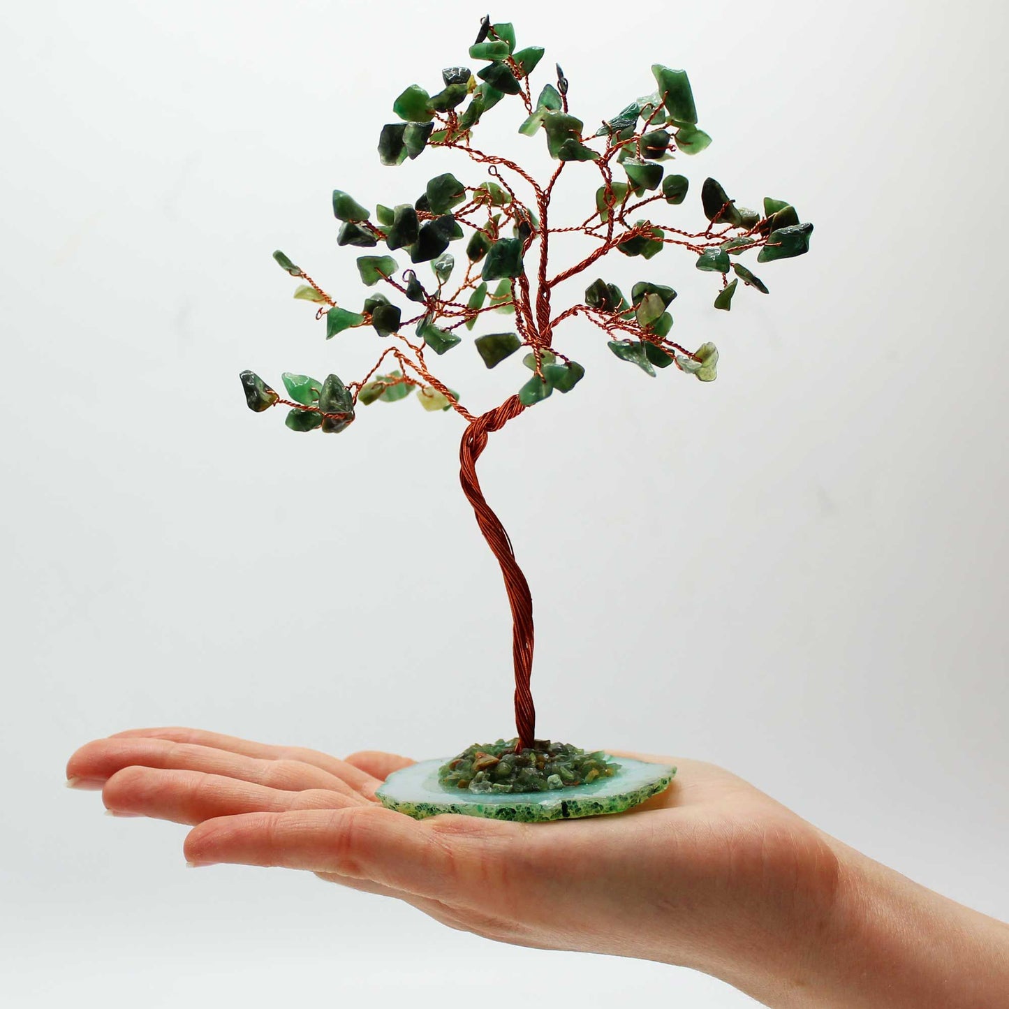 Árbol de Aventurina Verde sobre base de Ágata Verde - 100 Gemas Naturales