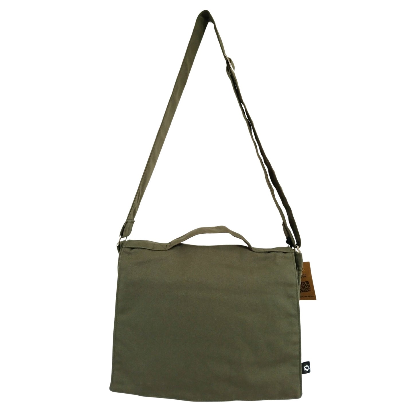 Bolso mensajero de lona de algodón para portátil - oliva
