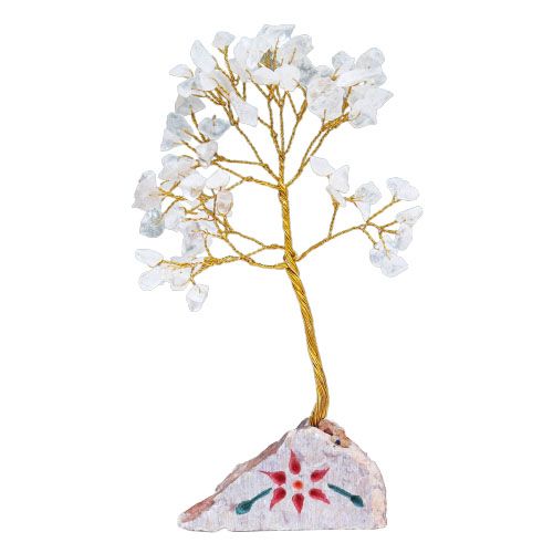 Árbol de Cuarzo sobre Base de Piedra - 80 Gemas Naturales