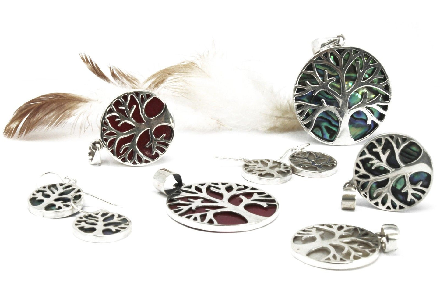 Pendientes de Plata Árbol de la Vida 15mm - Madre Perla