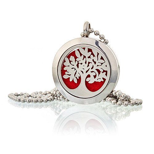 Set de Collar Difusor de Aromaterapia Árbol de la Vida 25 mm + Aceites Esenciales