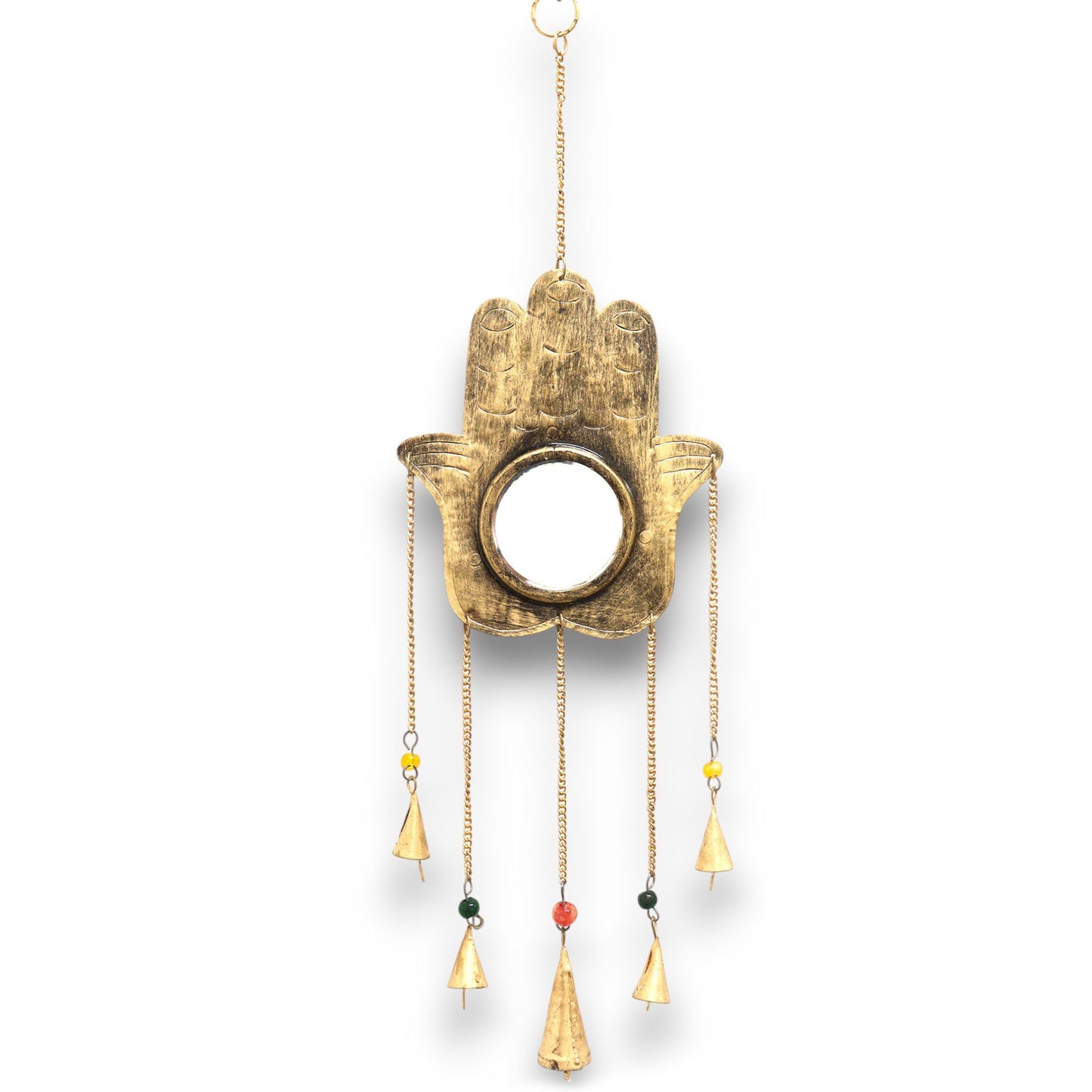 Campanas Indias - Mano de Hamsa con Espejo - 19x65cm