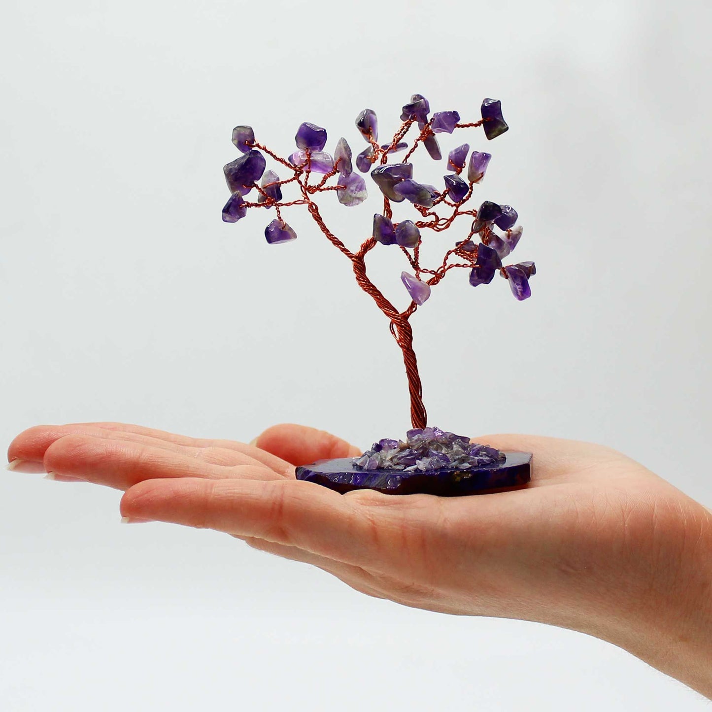 Árbol de Amatista sobre Base de Ágata - 35 Gemas Naturales