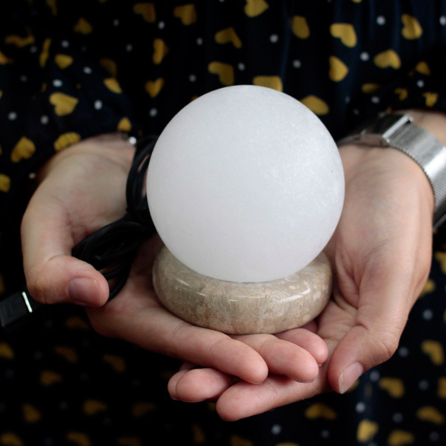 Lámpara de Sal del Himalaya Bola Blanca Multicolor 9cm USB