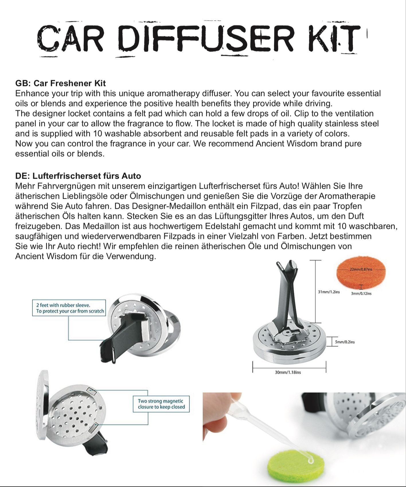 Kit difusor para coche - Libélula - 30mm
