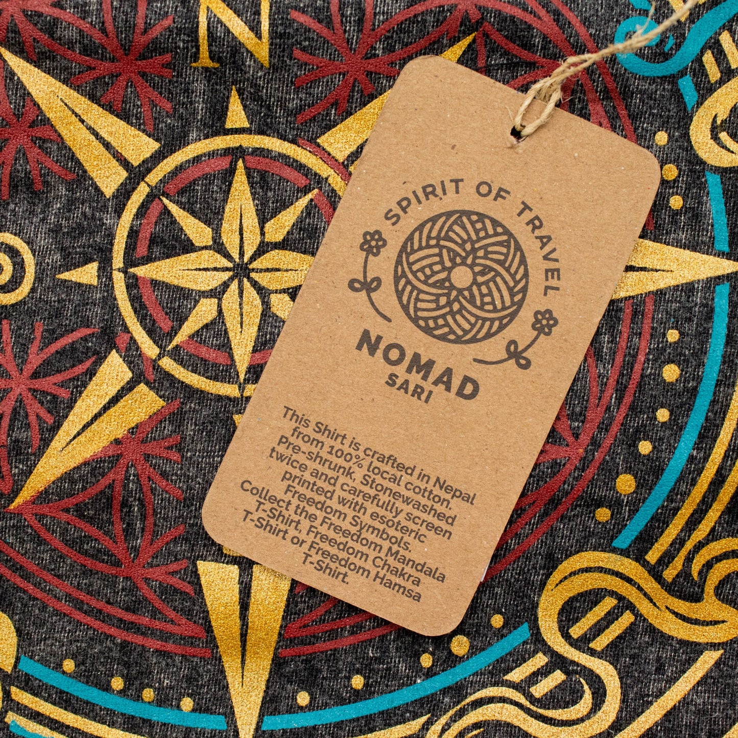 Nomad Sari Camiseta de algodón lavado a la piedra - Brújula de la Vida - Gris carbón - XL