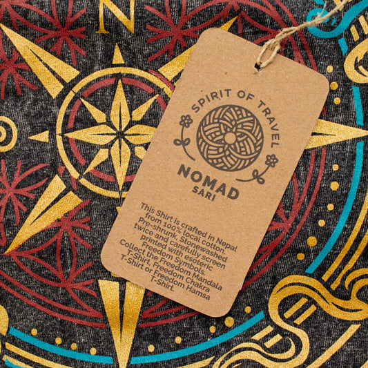 Nomad Sari Camiseta de algodón lavado a la piedra - Brújula de la Vida - Gris carbón - XL