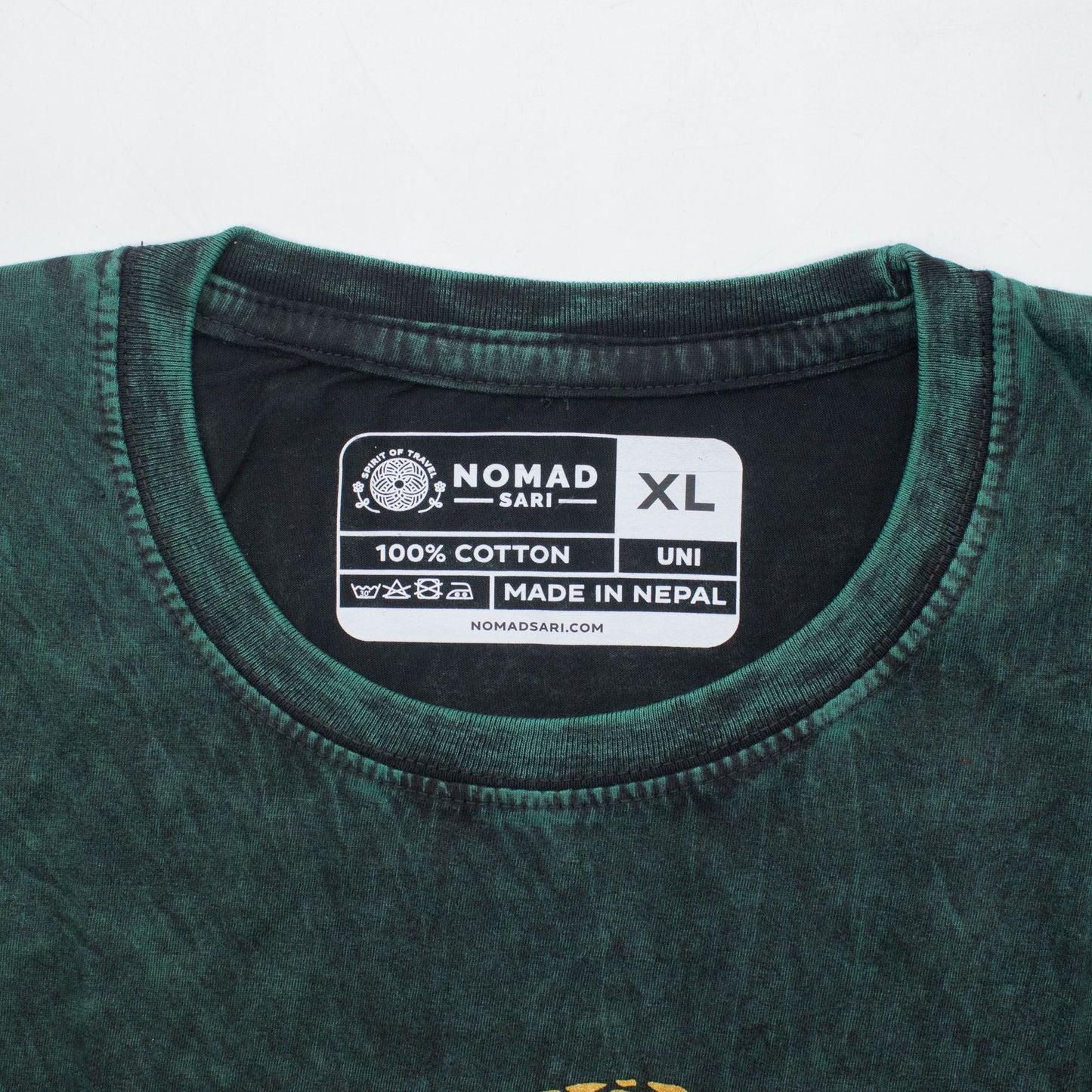 Nomad Sari Camiseta de algodón lavado a piedra - Árbol de la Vida - Verde - XL