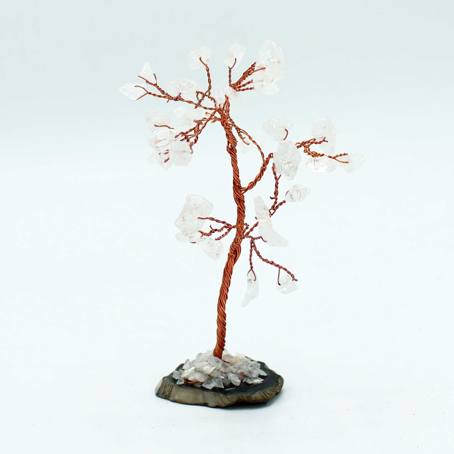 Árbol de Cuarzo de Roca sobre Base de Ágata Negra - 35 Gemas Naturales