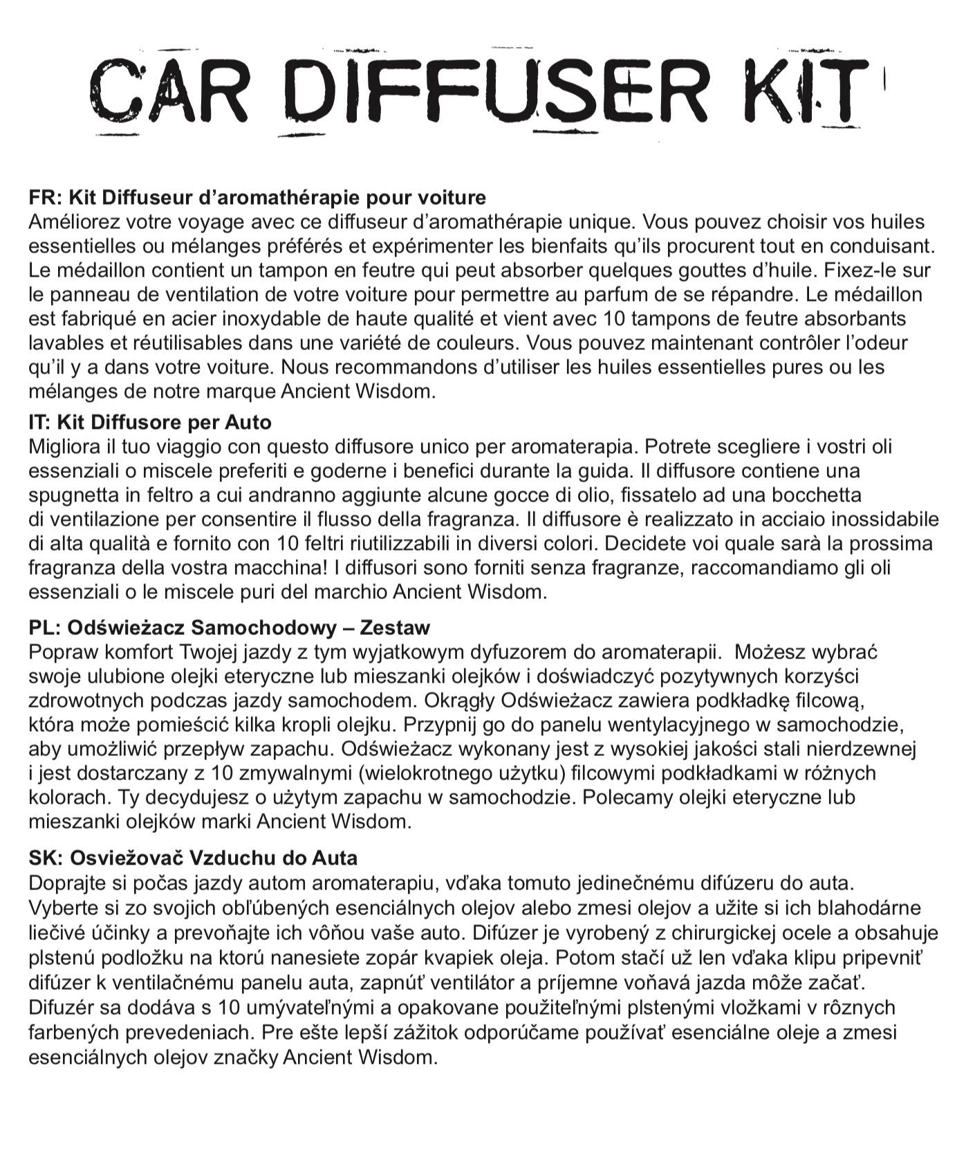 Kit difusor para coche - Hamsa - 30mm