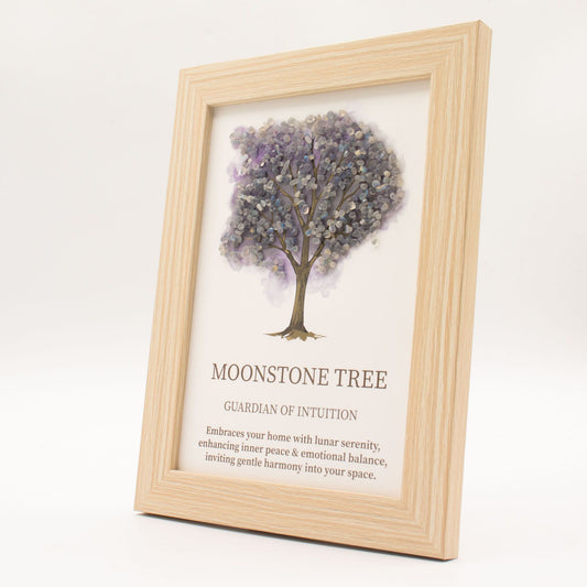 Cuadro de piedra preciosa - Árbol de la Vida - Piedra lunar (20x14.7x1cm)