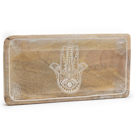 Bandeja larga 30x15x2,5cm - Hamsa Blanco