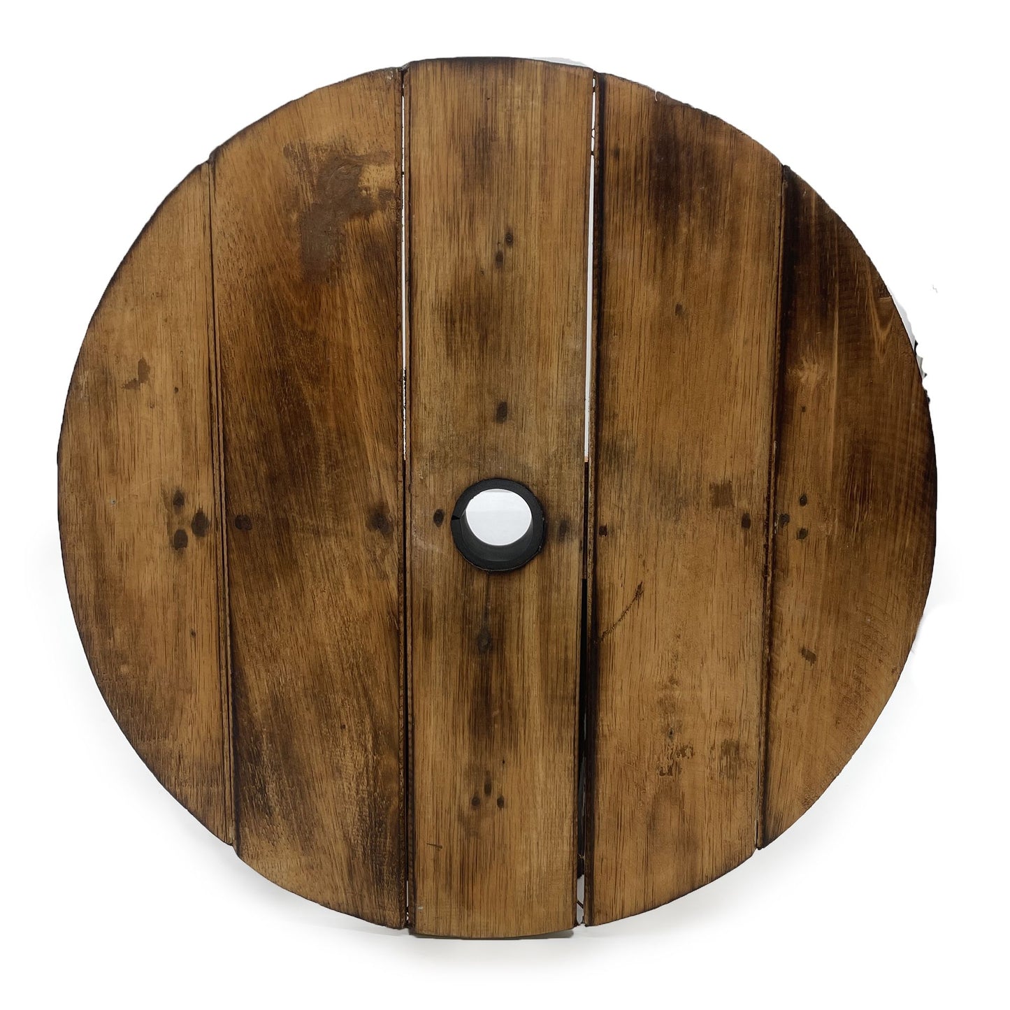 Mesa de barril de cerveza y soporte para parasol – Madera natural 60 x 48,5 cm