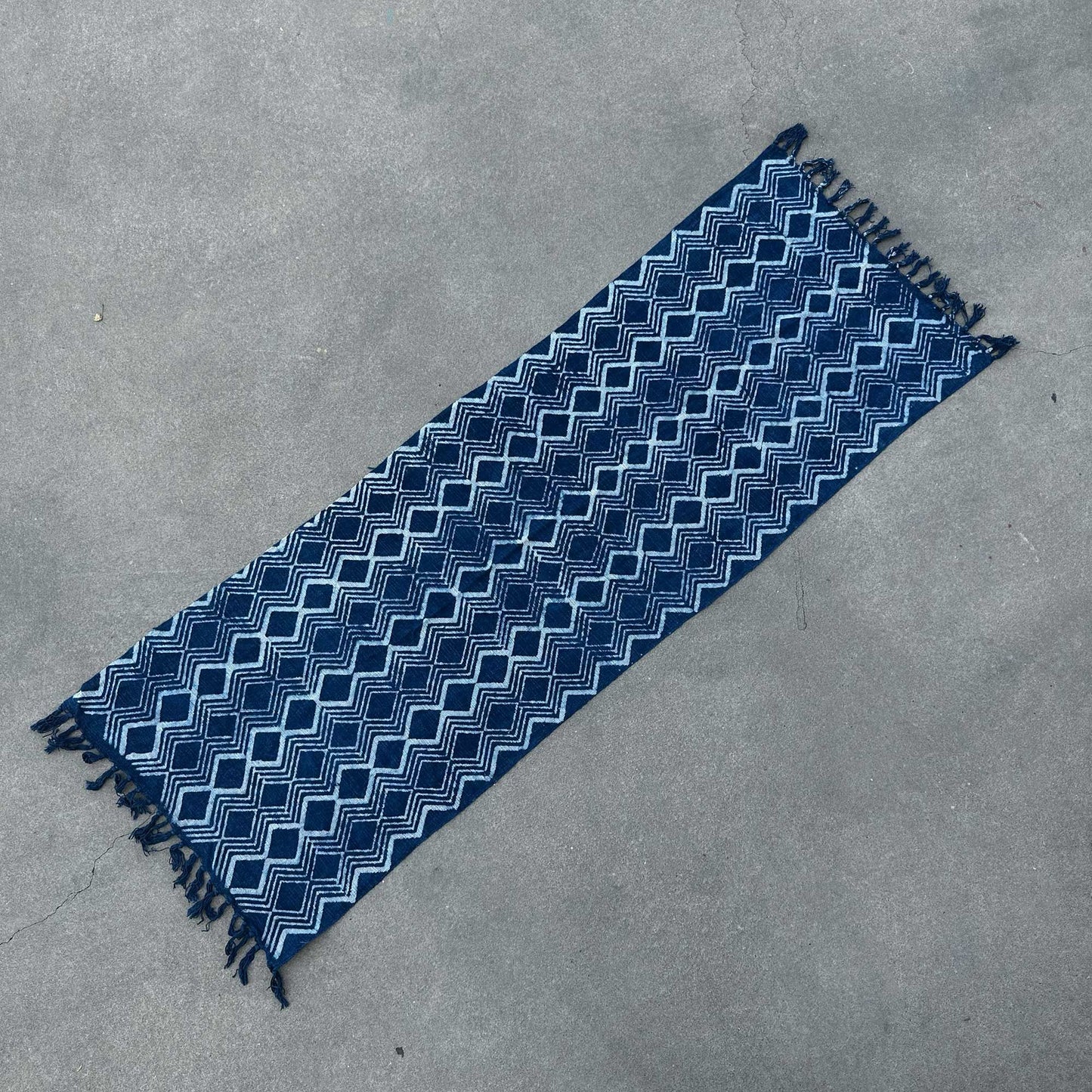 Camino índigo de Algodón Hecho a Mano - 170x60cm