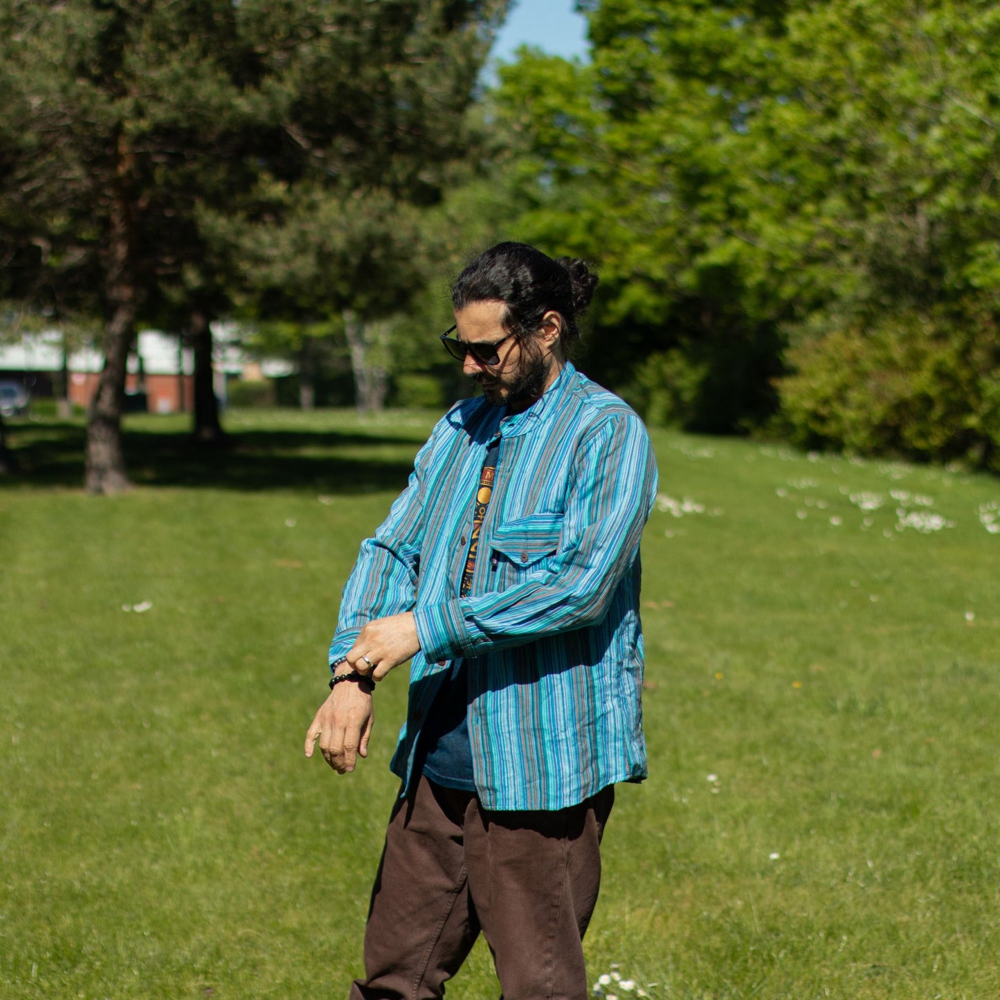 Nomad Sari Grandad Shirt - Turquesa - Mediano