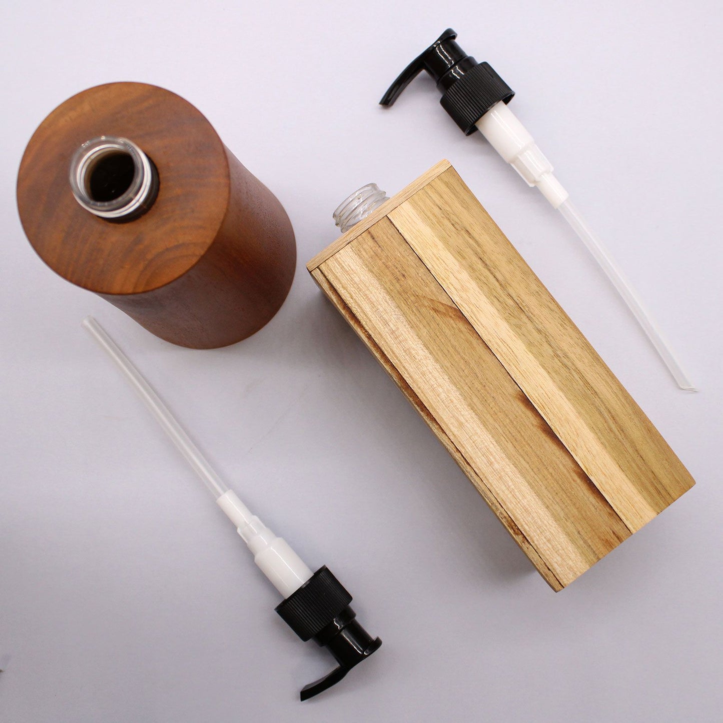 Dispensador de jabón de madera de teca natural - Zen