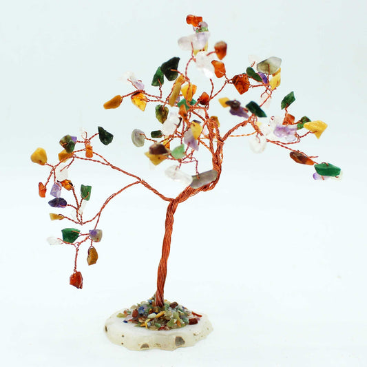 Árbol de Múltiples Gemas sobre base de Ágata - 100 Gemas Naturales