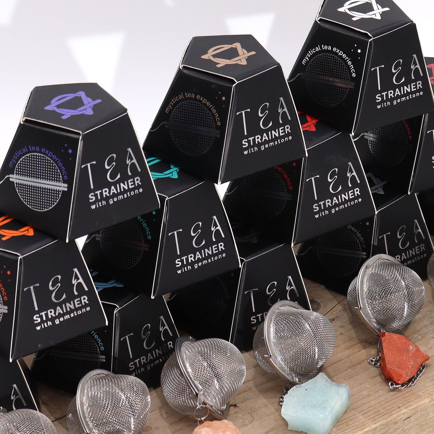 Colador de té de piedras preciosas de cristal crudo - Ojo de tigre dorado