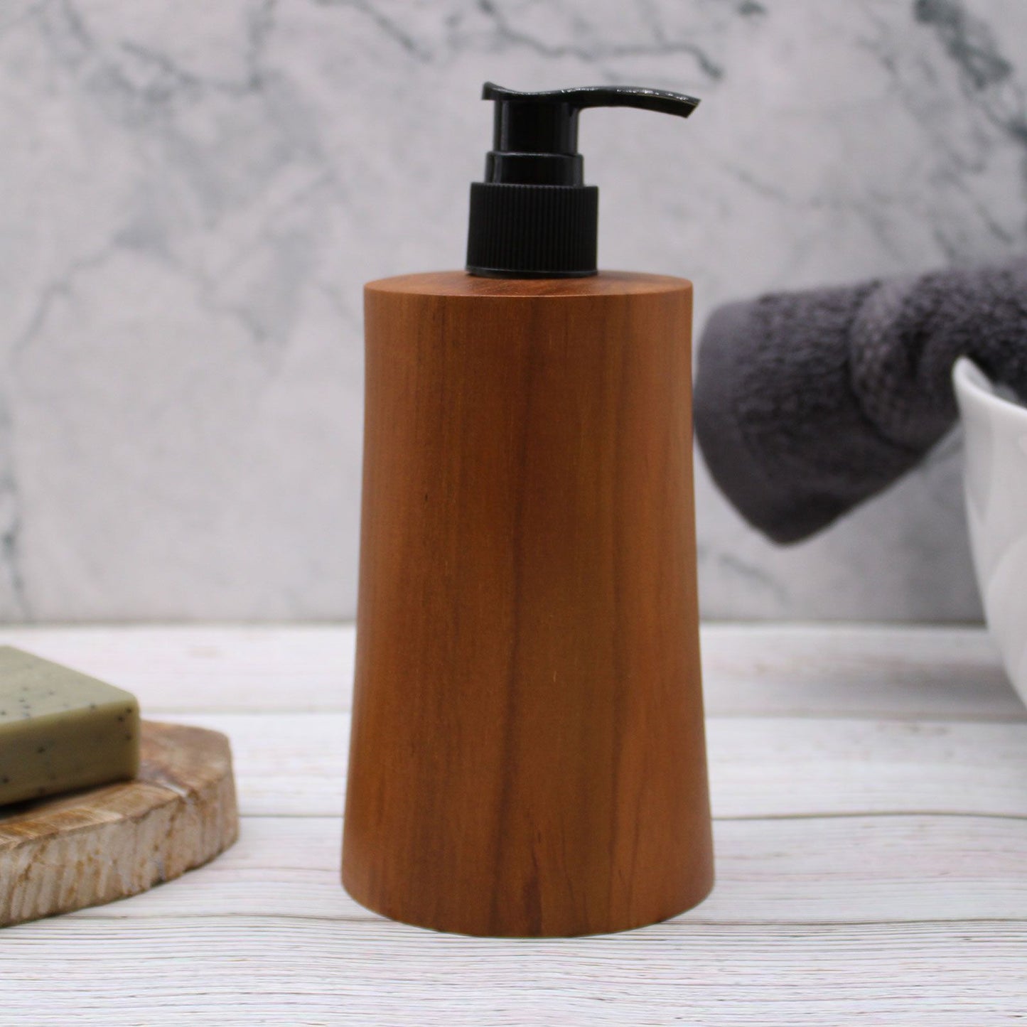 Dispensador de jabón de madera de teca natural - Elegance
