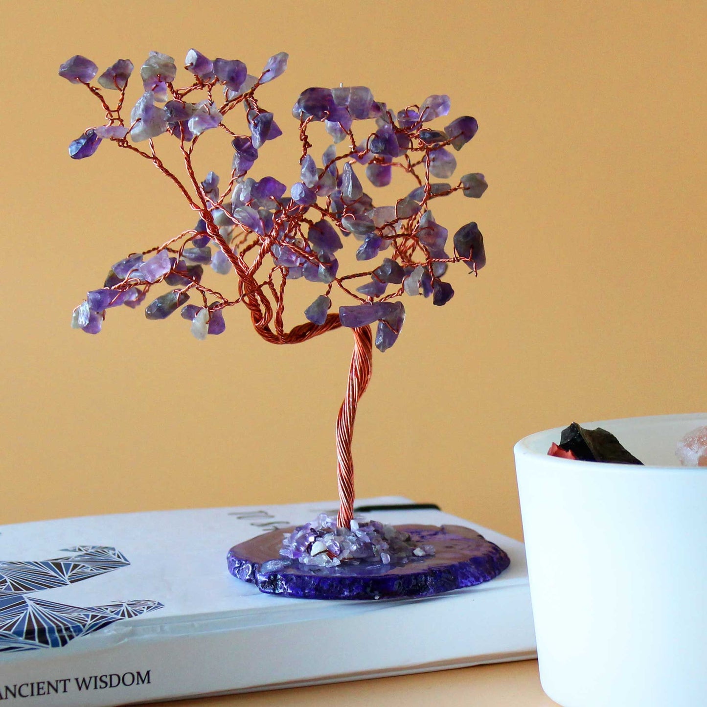 Árbol de Amatista sobre base de ágata natural - 100 piedras