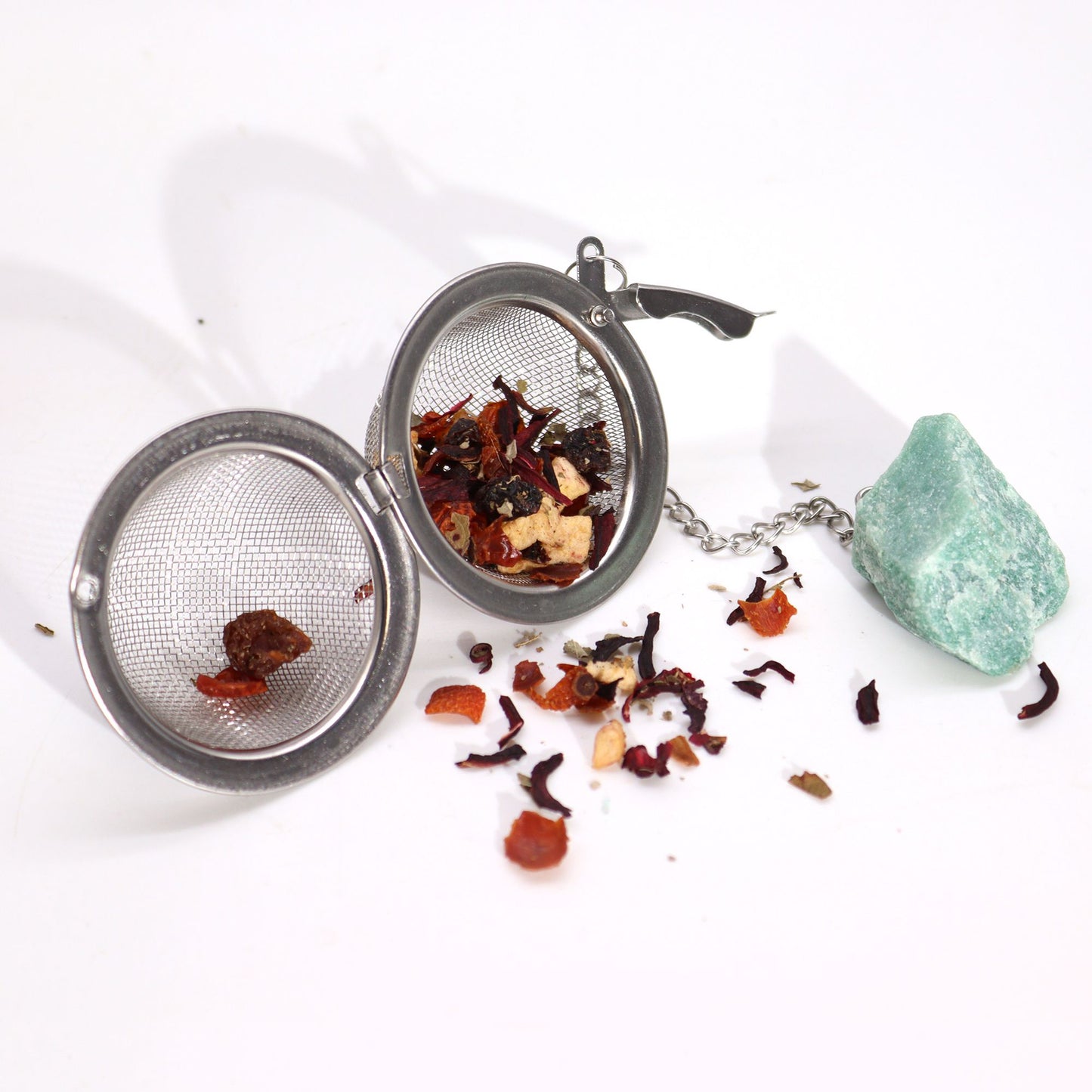 Colador de té de piedras preciosas de cristal crudo - Rainbow Moonstone