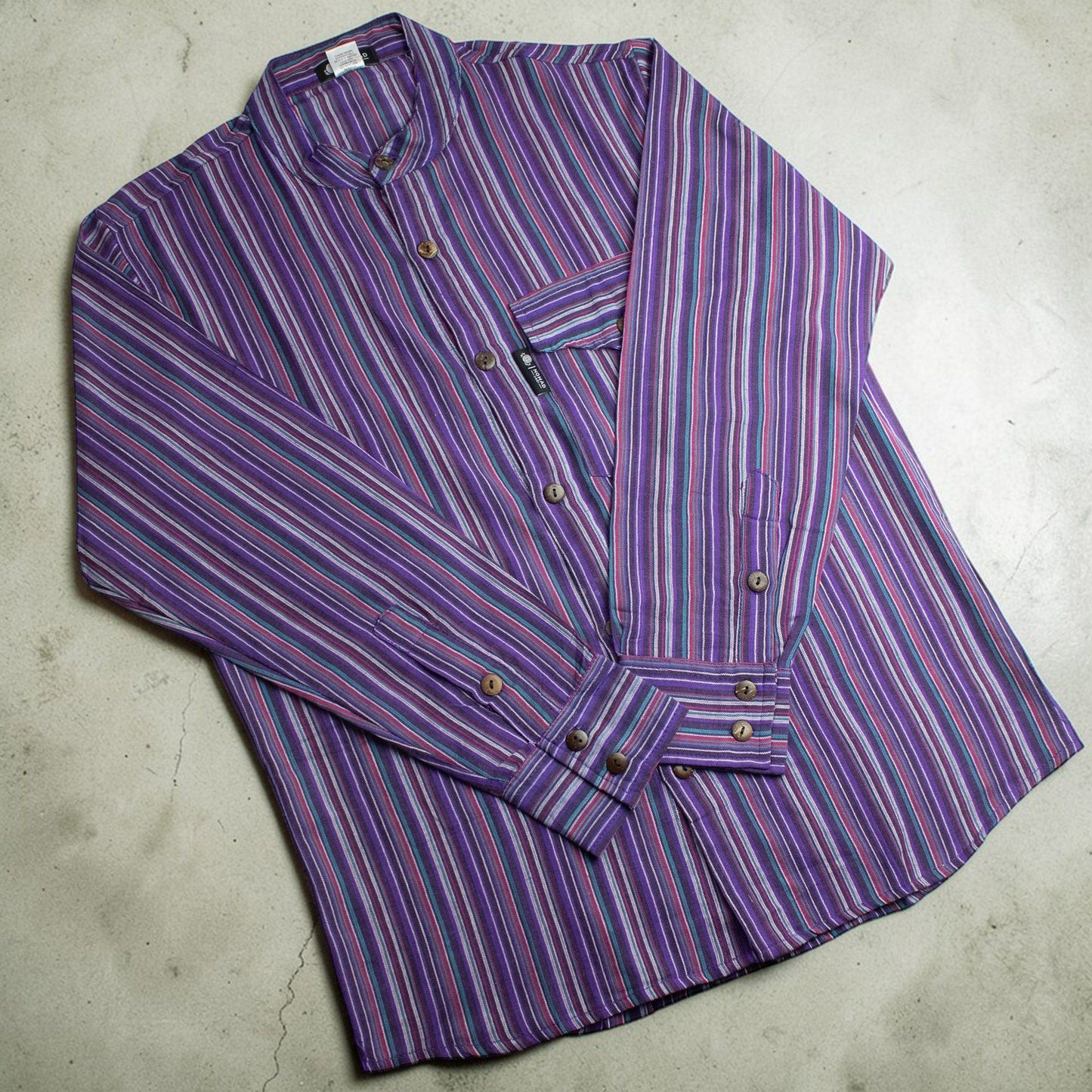 Nomad Sari Grandad Shirt - Negro Púrpura - XL