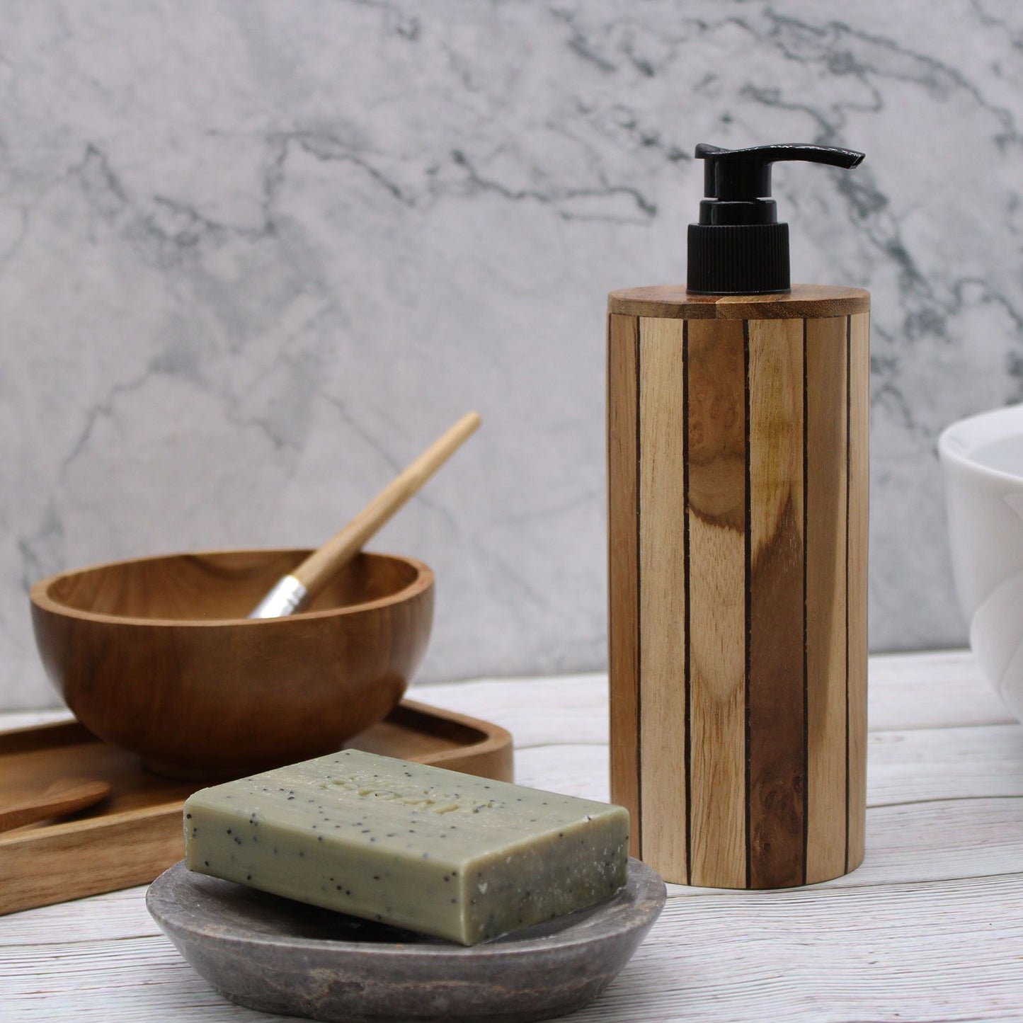 Dispensador de jabón de madera de teca natural - Harmony
