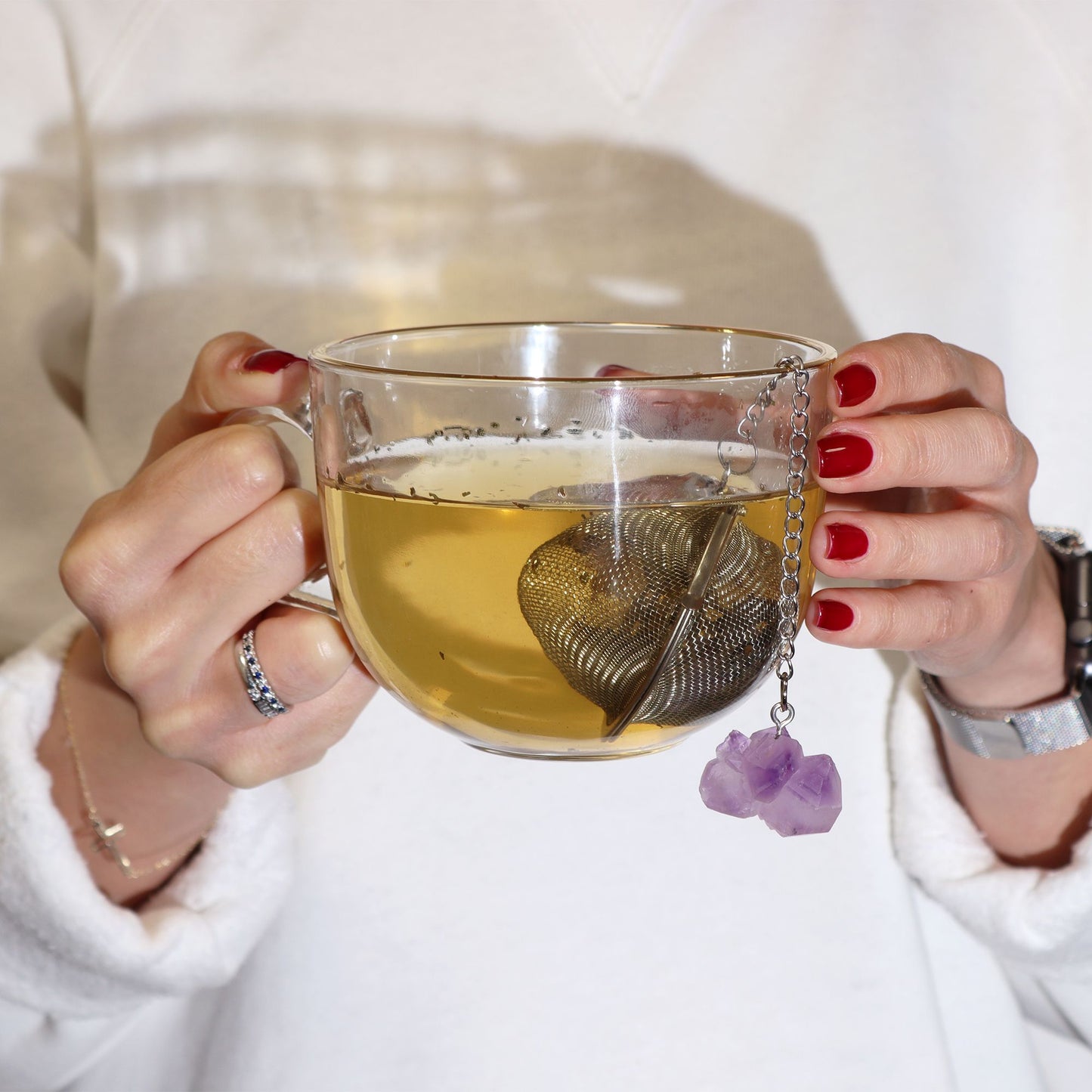 Colador de té de piedras preciosas de cristal crudo - Mookaite