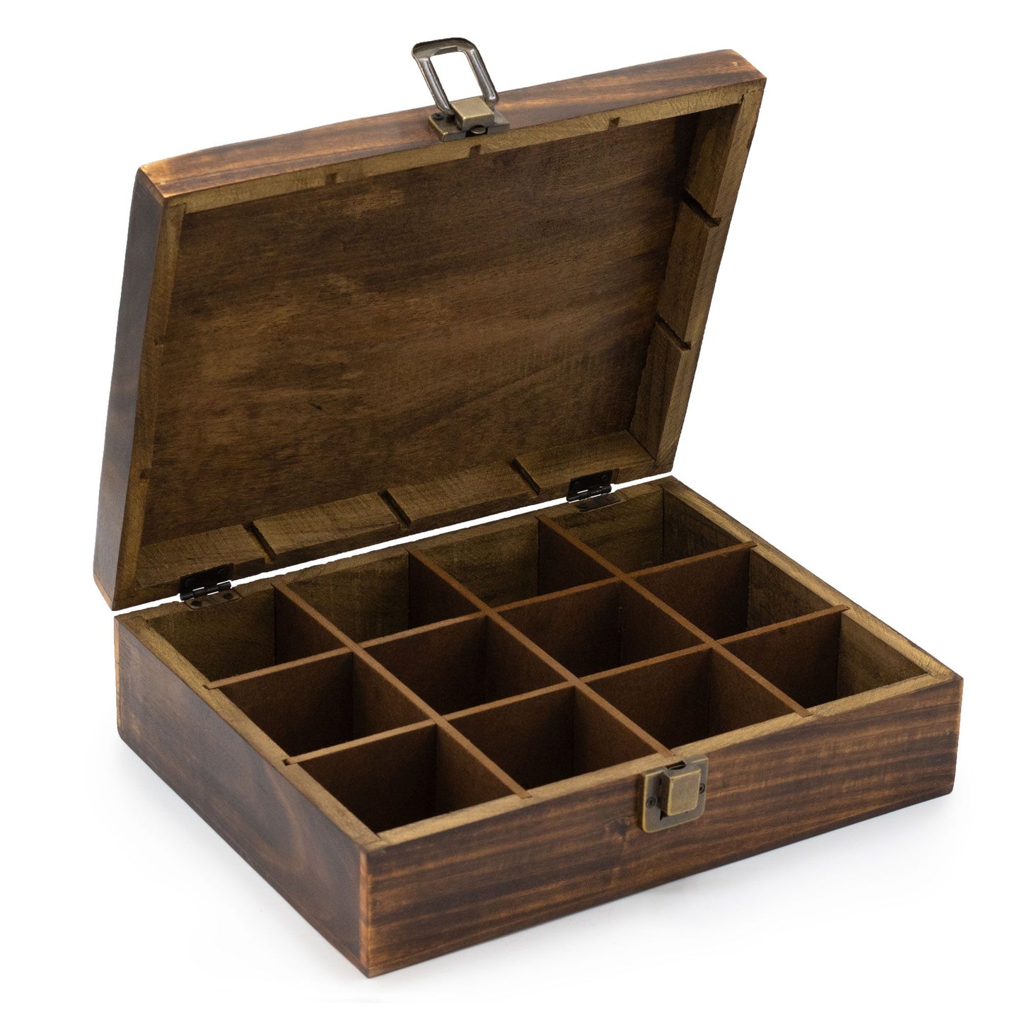 Caja de Té Tallada a Mano (12 compartimentos)