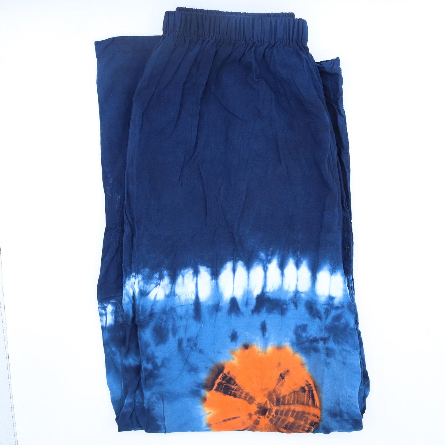 Pantalones de estilo japonés para descanso - Turquesa y naranja - M