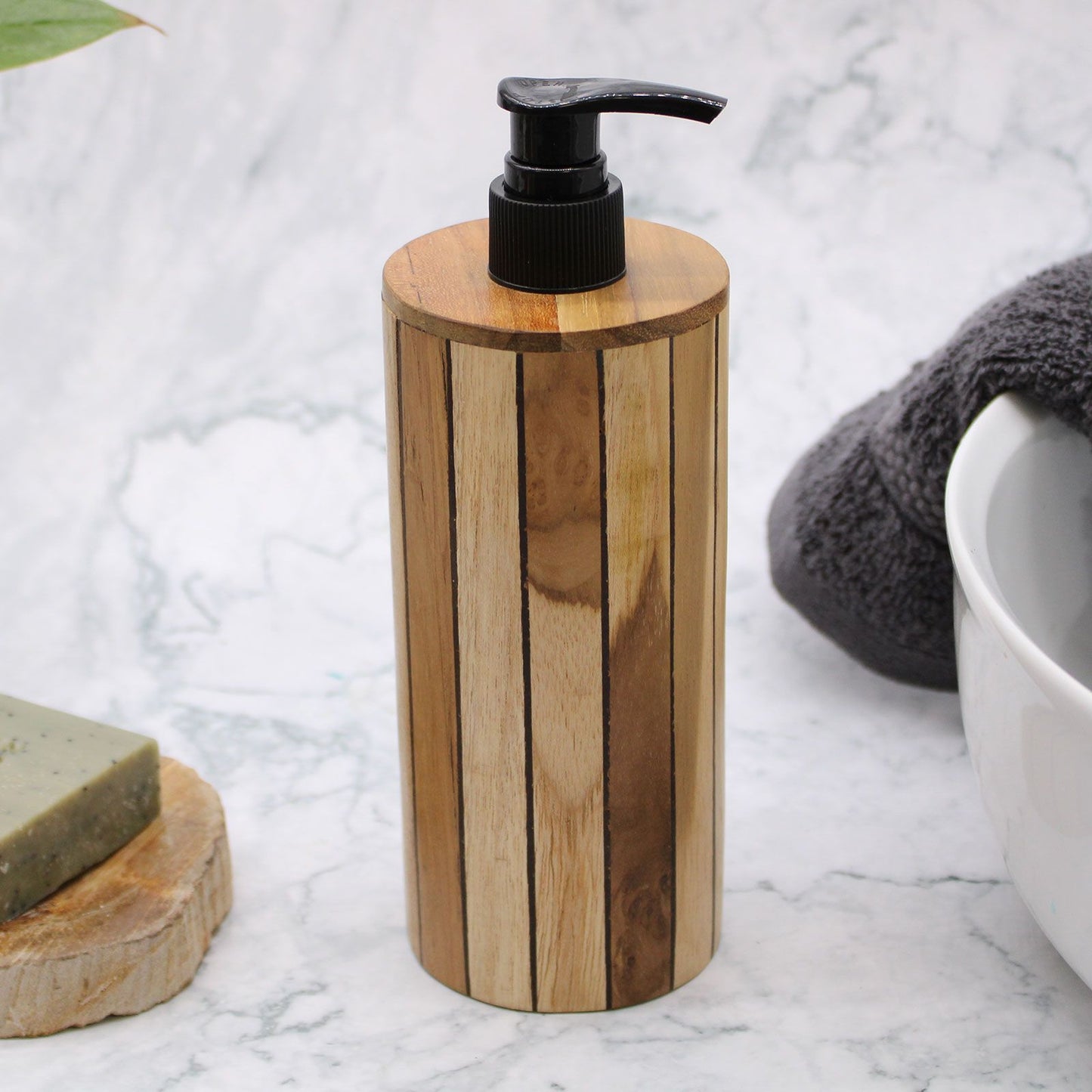 Dispensador de jabón de madera de teca natural - Harmony