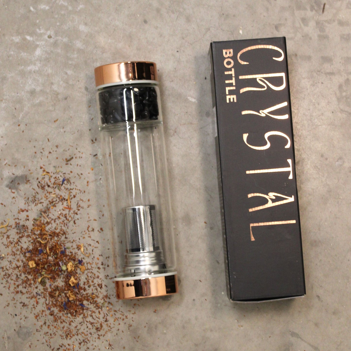 Botella de cristal para te  - oro rosa - Onyx