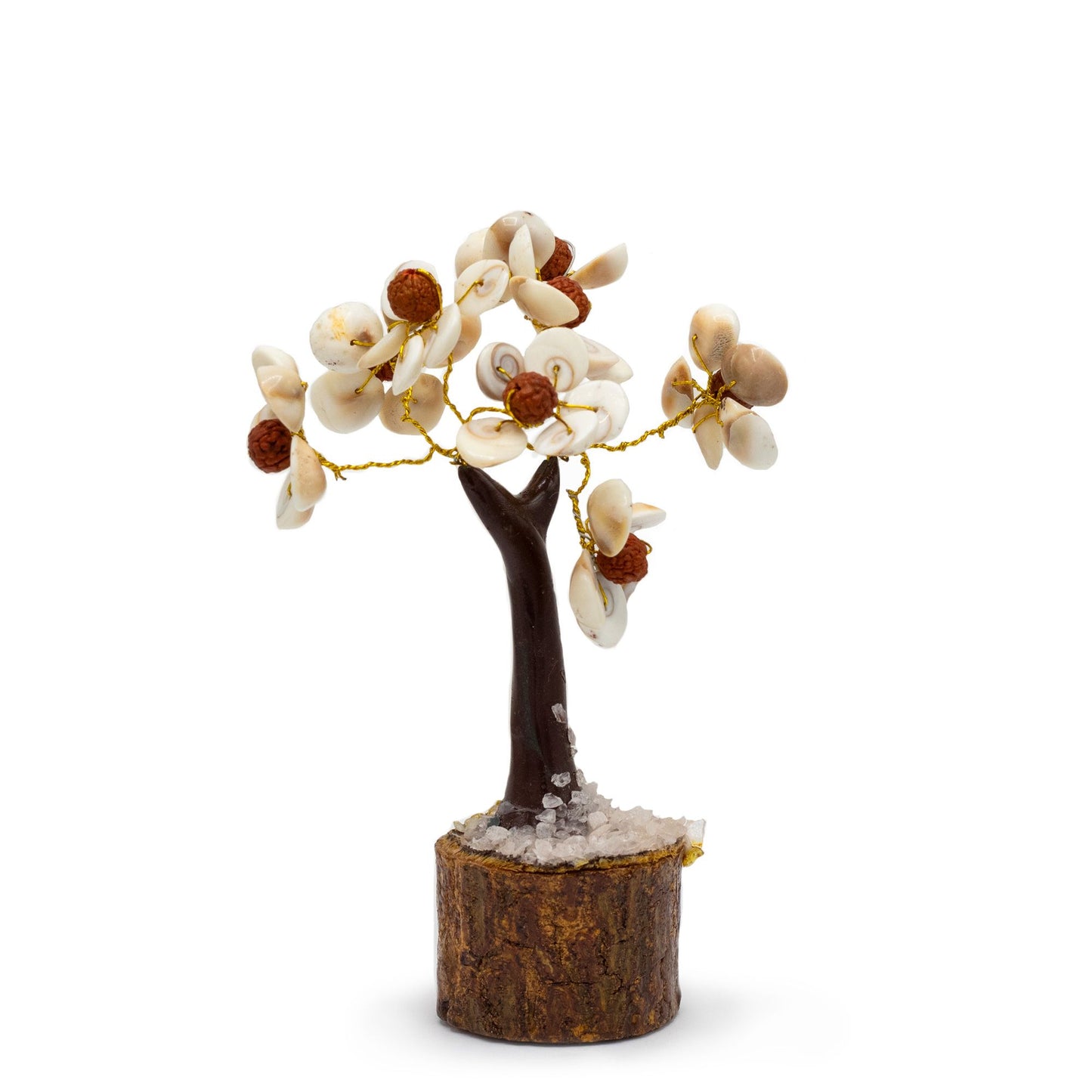 Árbol de Piedra Gomati decorado con Semillas Rudraksha - 45 piedras
