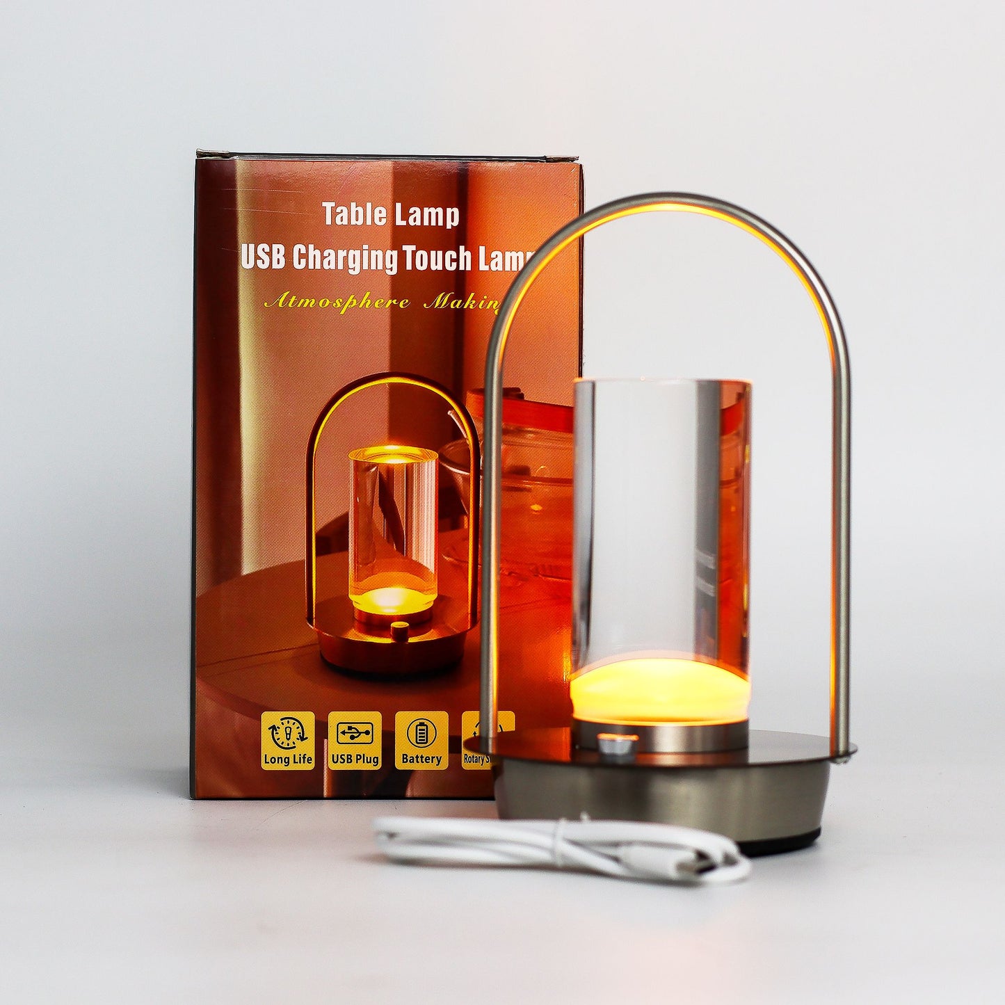Lámpara táctil - Linterna de cristal - USB (C) - Recargable (2000 vatios)