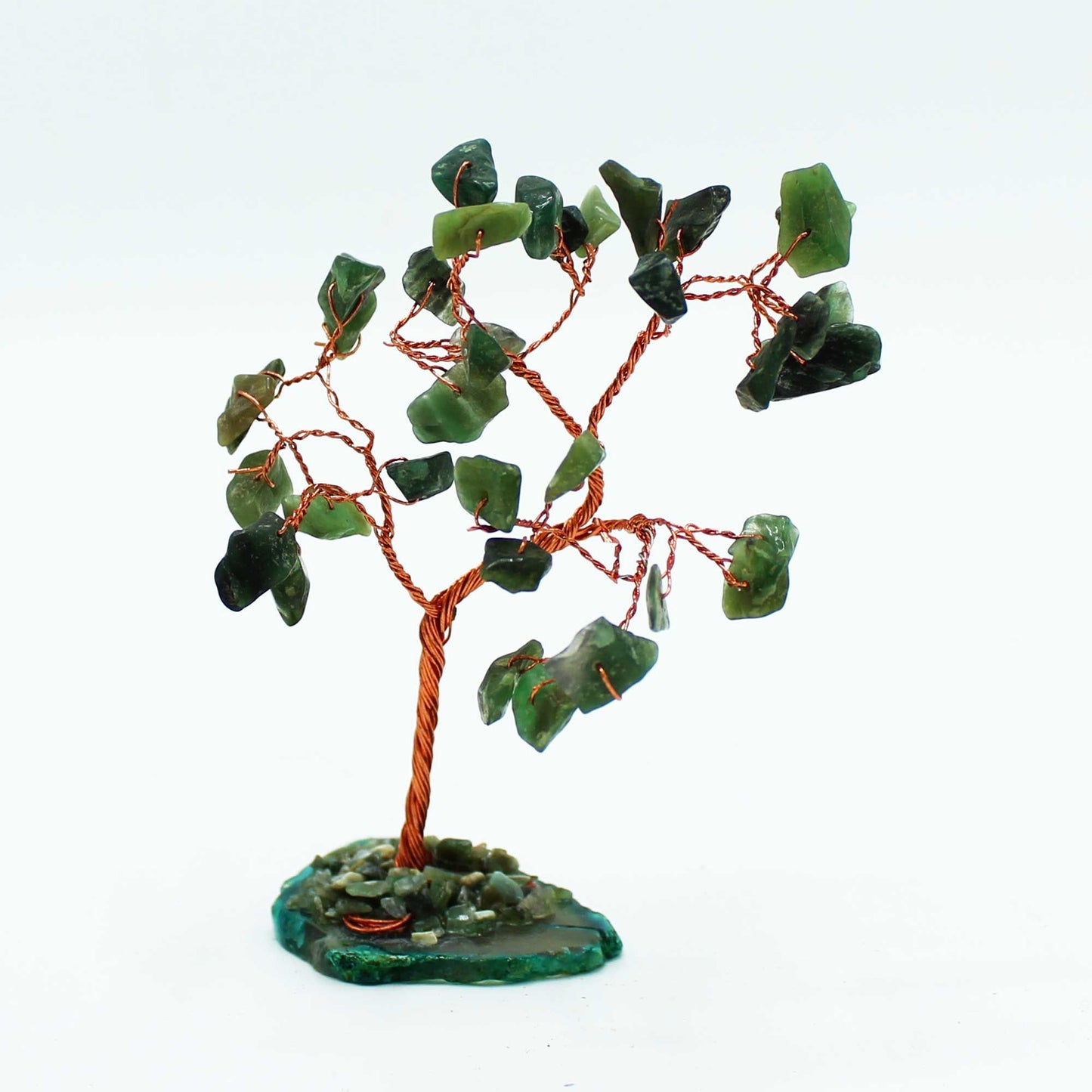 Árbol de Aventurina Verde sobre Base de Ágata Verde - 35 Gemas Naturales