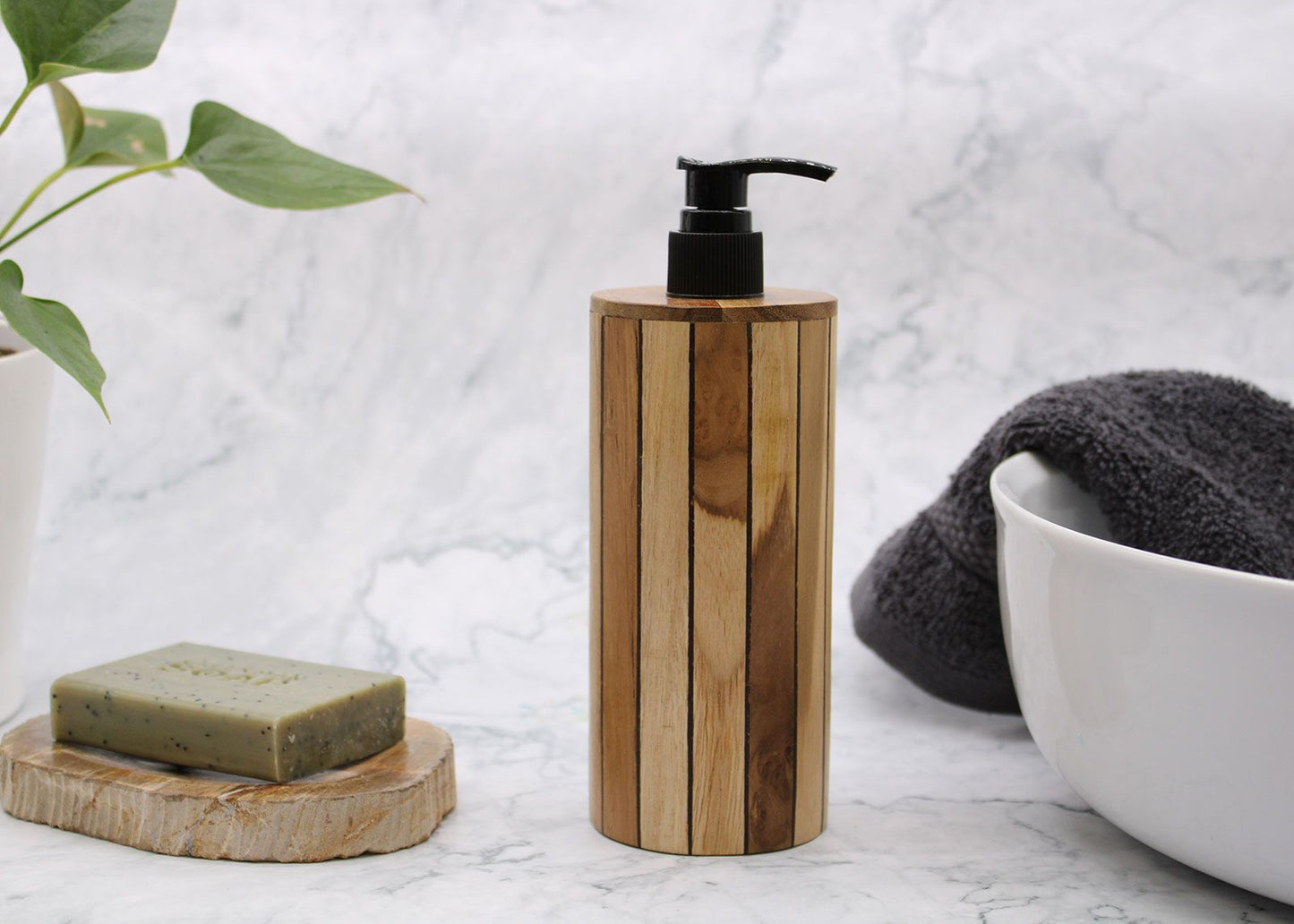 Dispensador de jabón de madera de teca natural - Harmony