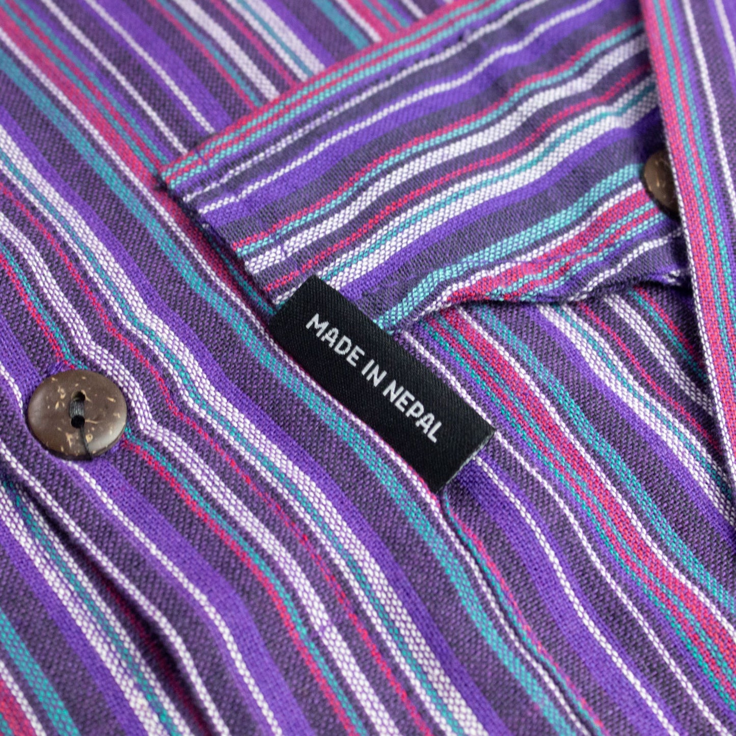 Nomad Sari Grandad Shirt - Negro Púrpura - XL