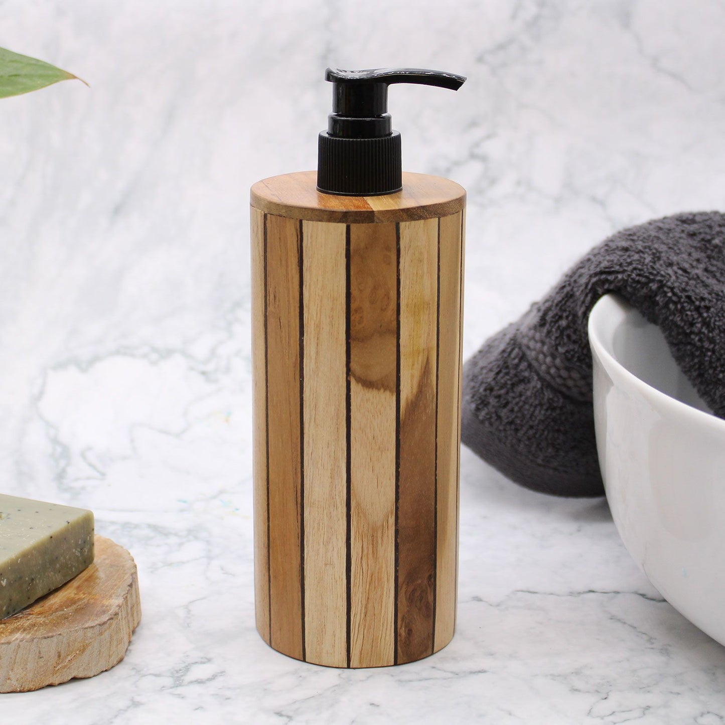 Dispensador de jabón de madera de teca natural - Harmony