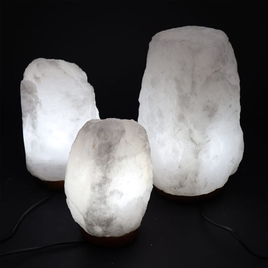 Lámpara de Sal del Himalaya Blanca 3-5kg Piedra Natural Tallada a Mano.