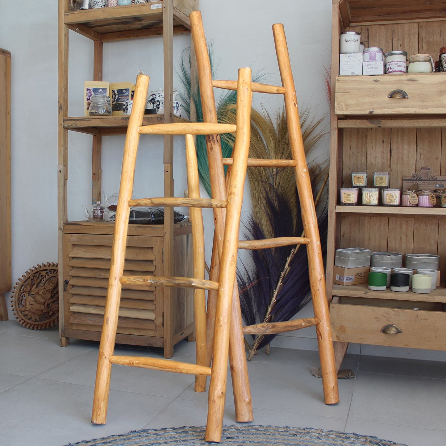 Escalera de Teca - 1.2m - Natural