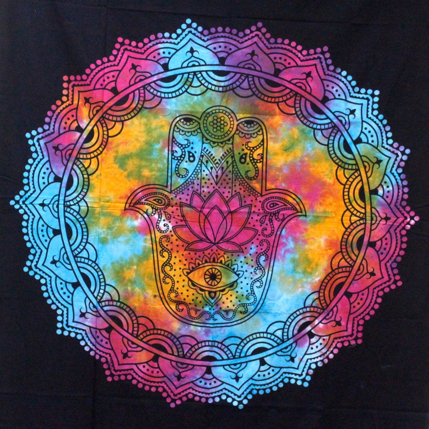 Tapiz doble de Algodón Hamsa Negro