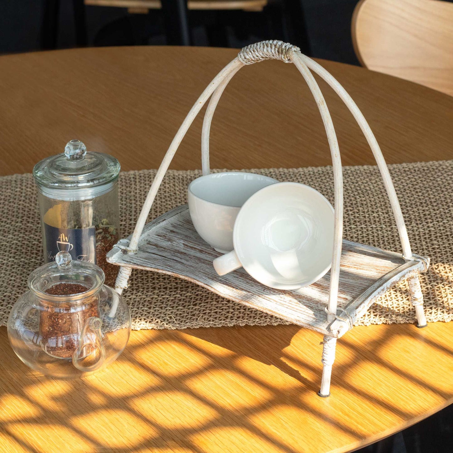 Soporte para Té de Hoja de Coco - Acabado Blanco