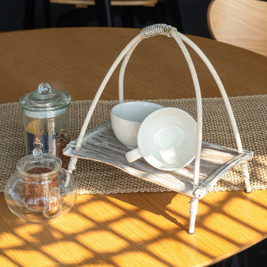 Soporte para Té de Hoja de Coco - Acabado Blanco