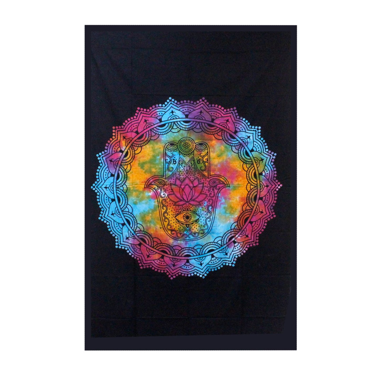 Tapiz doble de Algodón Hamsa Negro
