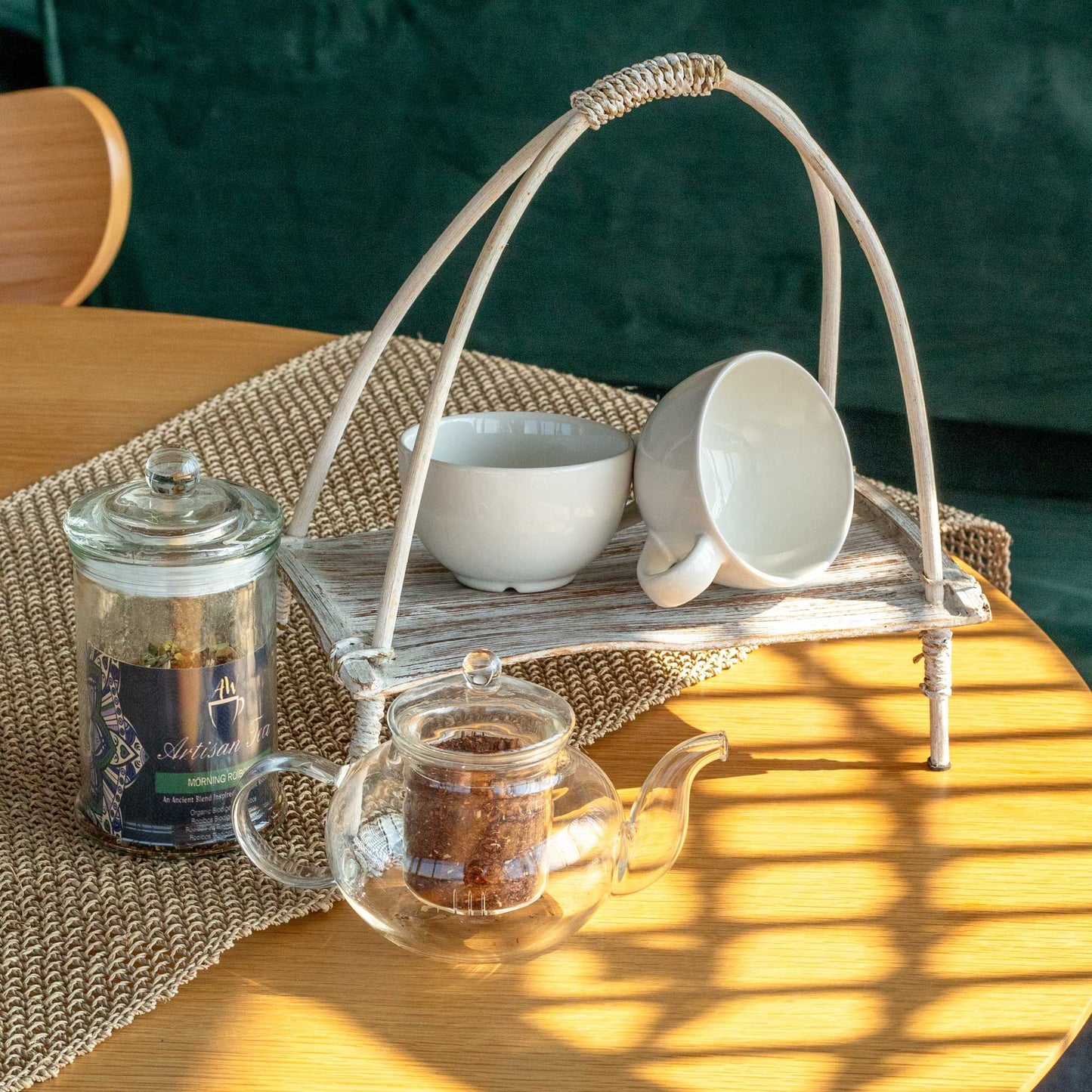 Soporte para Té de Hoja de Coco - Acabado Blanco