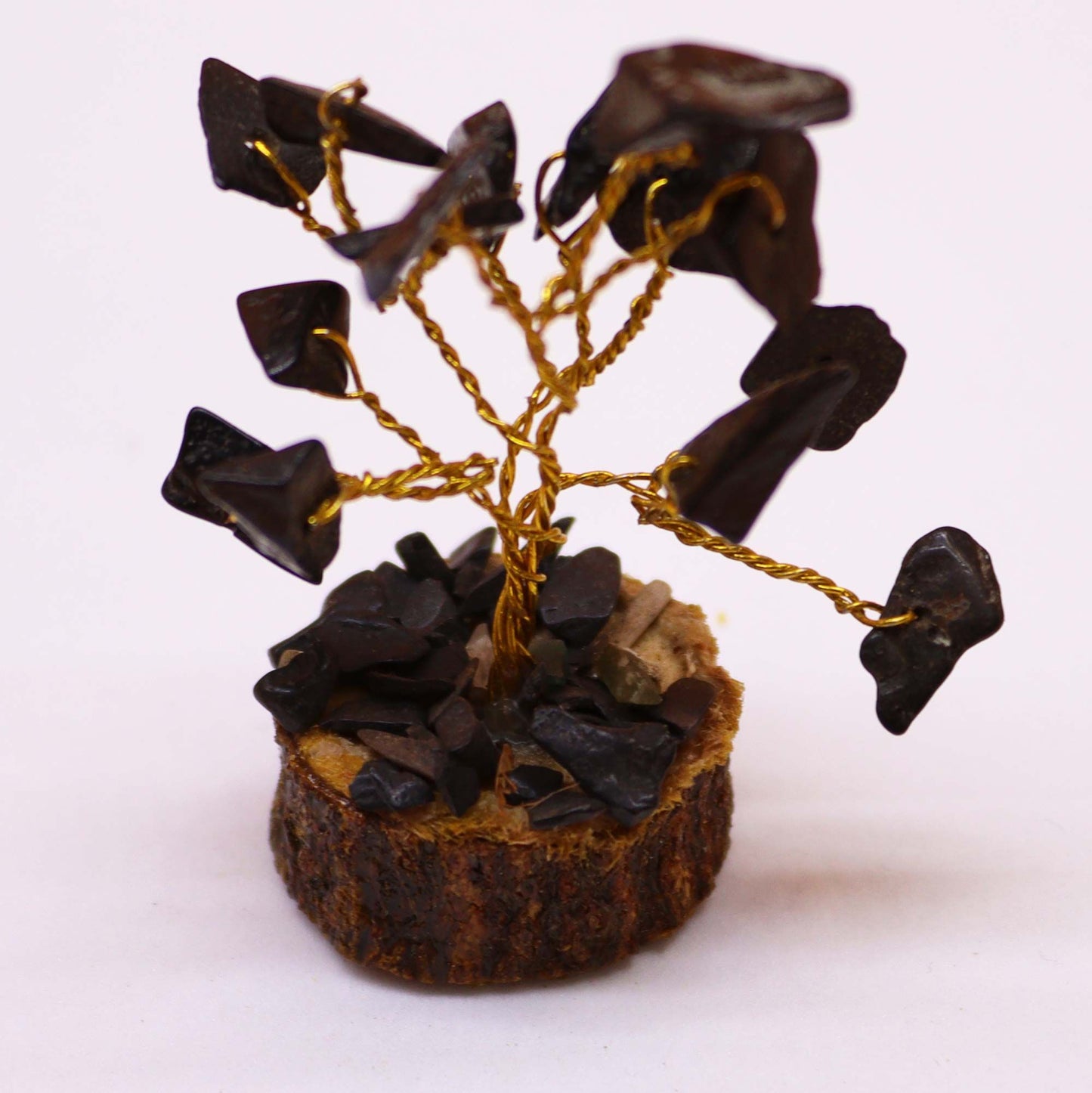 Mini árbol de Ágata Negra sobre base de madera - 15 Gemas Naturales